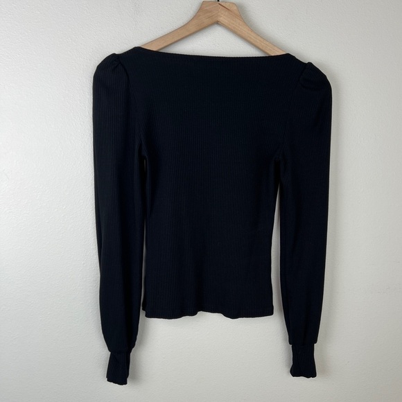 Reformation Black Ribbed Square Neck Top - Picture 3 of 6